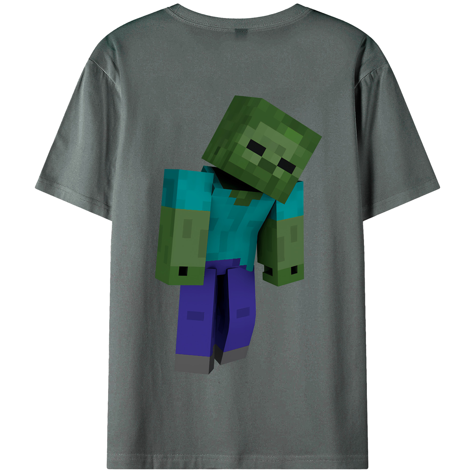 （画像用） マインクラフト ブロックの世界 Minecraft MC Block world 綿100％半袖Tシャツ（背面プリント）